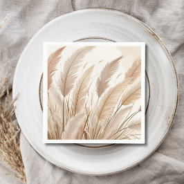 Boho Beige Pampas Grass Wedding Serviette