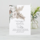 Boho Beige Pampas No Parents Ecru Wedding Einladung (Stehend Vorderseite)