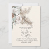 Boho Beige Pampas No Parents Wedding Einladung (Vorderseite)