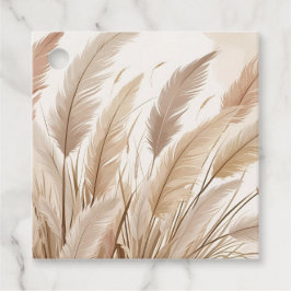 Boho Beige Pampasgras Hochzeit Geschenkanhänger