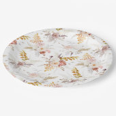 Boho Beige, Pampasgras Terrakotta Wasserfarbe We Pappteller (Schrägansicht)