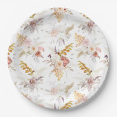 Boho Beige, Pampasgras Terrakotta Wasserfarbe We Pappteller (Vorderseite)