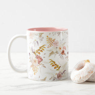 Boho Beige, Pampasgras Terrakotta Wasserfarbe We Zweifarbige Tasse