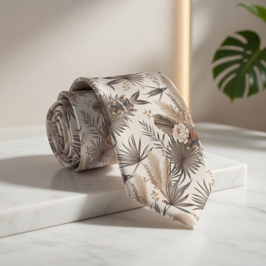 Boho beige-Pflanze Krawatte