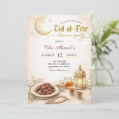 Boho Beige Ramadan Eid Al-Fitr Abendgesellschaft Einladung (Stehend Vorderseite)