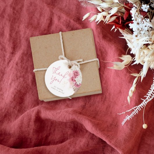 Boho Beige Rose Pink Danke Babydusche Geschenkanhänger