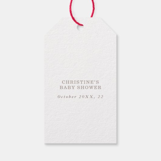 Boho Beige Rose Rosa Pop It Baby Dusche Geschenkanhänger (Rückseite)