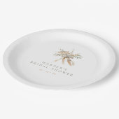 Boho Beige & Sage Blume & Bow Brautparty Pappteller (Schrägansicht)