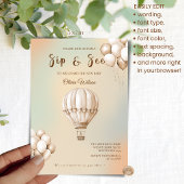 Boho Beige Sip and See Einladung mit QR-Code