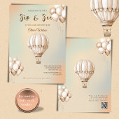 Boho Beige Sip and See Einladung mit QR-Code