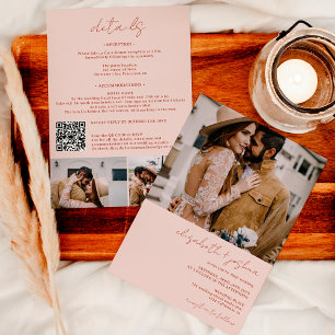 Boho beige terracotta 4 Foto Qr alle in 1 Hochzeit Einladung