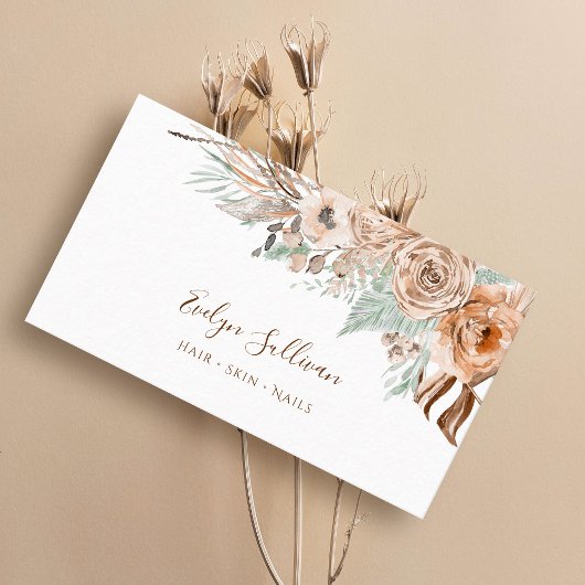 Boho beige und Minze Bouquet Visitenkarte