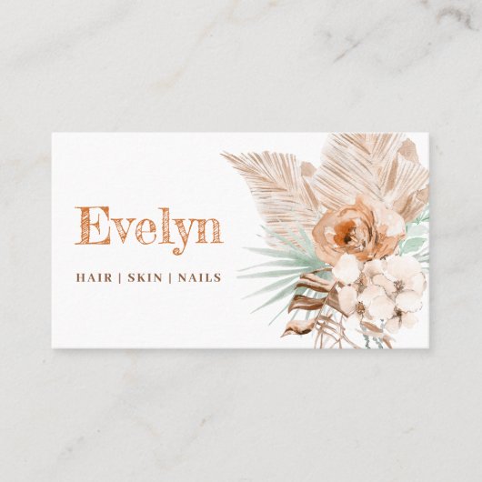 Boho beige und Minze Visitenkarte (Vorderseite)