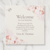 Boho Beige und Pink Roses Begrüßungsmarke Geschenkanhänger (Vorderseite)