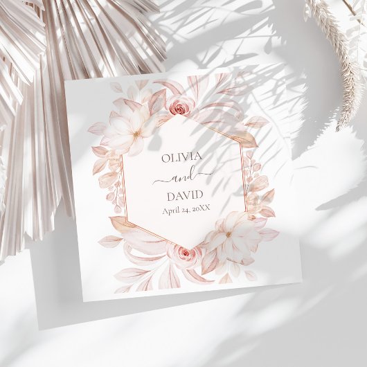 Boho Beige und Pink Roses Wedkins Serviette