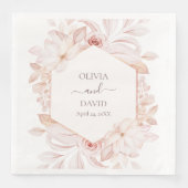 Boho Beige und Pink Roses Wedkins Serviette (Vorderseite)