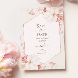 Boho Beige und Rosen Save the Date Einladung