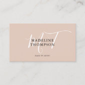 Boho Beige und White Script Calligraphy QR-Code Visitenkarte (Vorderseite)