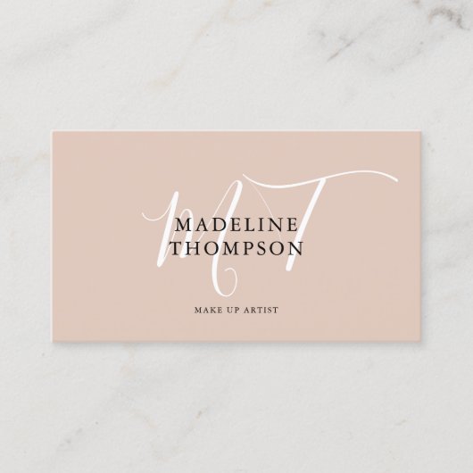 Boho Beige und White Script Calligraphy QR-Code Visitenkarte (Vorderseite)