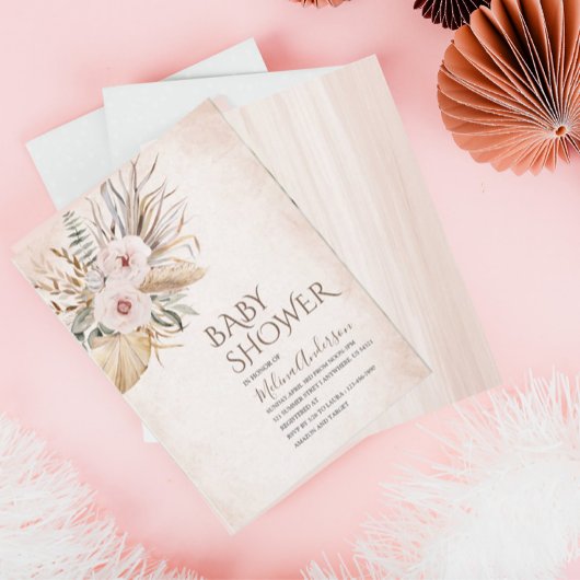 Boho Beige Wasserfarbendusche Einladung