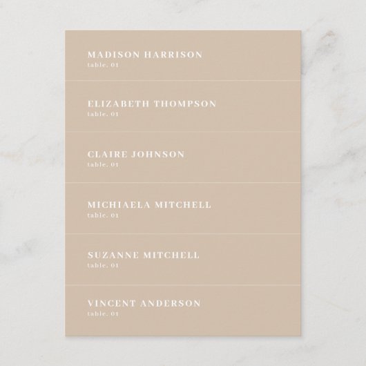 Boho Beige Wedding Name Platzkarte DIY (Vorderseite)
