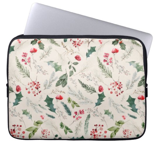 Boho Beige Weihnachtsmuster Laptopschutzhülle (Vorderseite)