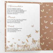 Boho Beige Wildblume Butterfly Arch Wedding Dreifach Gefaltete Einladung (Innen Erste Seite)