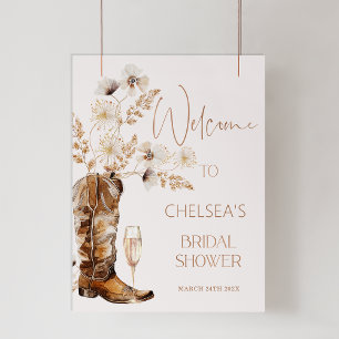 Boho Beige Wildblumen Boots Brautparty Willkommen Fotodruck
