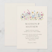 Boho Beige Wildblumen Wedding Einladung (Vorne/Hinten)