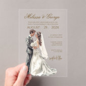 Boho beige with bride Wedding Acryleinladungen (Insitu (Handheld))
