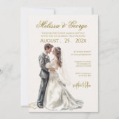 Boho beige with bride Wedding Einladung (Vorderseite)