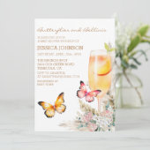 Boho Bellini & Butterflies Baby Shower Pink Einladung (Stehend Vorderseite)