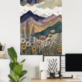 Boho-Berg-Lupinen-Wildblumenwiese Poster (Heimbüro)