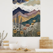 Boho-Berg-Lupinen-Wildblumenwiese Poster (Küche)