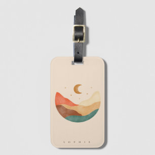 Boho Bergbauweise mit monogramm Gepäckanhänger