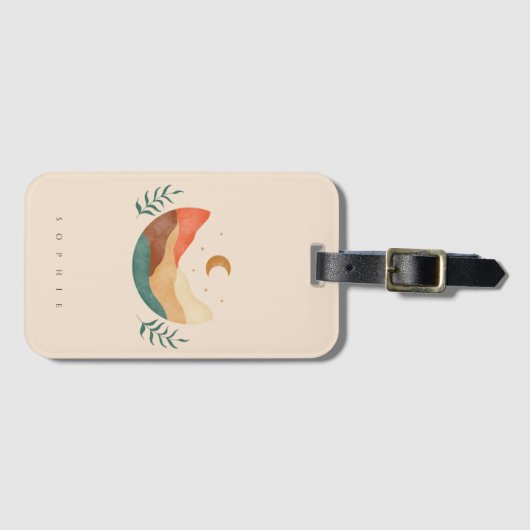 Boho Bergbauweise mit monogramm Gepäckanhänger (Vorderseite (Horizontal))