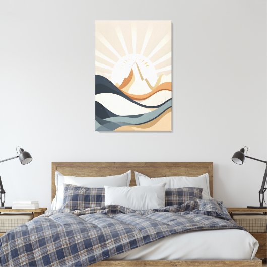 "Boho Berge Abstrakte Landschaft Kunst, Dichtung u Leinwanddruck (Insitu (Schlafzimmer))