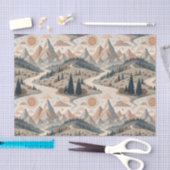 Boho-Bergfluss-Abstraktes Landschaftsmuster Kunst Seidenpapier (Handwerk)
