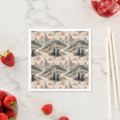 Boho-Bergfluss-Abstraktes Landschaftsmuster Kunst Serviette (Beispiel)