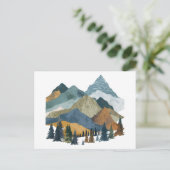 Boho Berglandschaft mit Pine Trees Design Postkarte (Stehend Vorderseite)