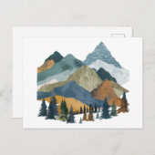 Boho Berglandschaft mit Pine Trees Design Postkarte (Vorne/Hinten)
