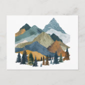 Boho Berglandschaft mit Pine Trees Design Postkarte (Vorderseite)
