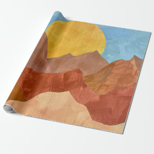 Boho-Bergsonnenuntergang – Warme Erdtöne-Landschaf Geschenkpapier