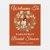 Boho Berry Blätter Fall Brautparty Willkommen Acrylschild (Vorderseite)