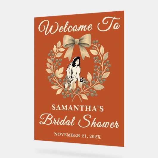 Boho Berry Blätter Fall Brautparty Willkommen Acrylschild (Winkel)