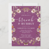 Boho Berry Lila Brunch and Bubbly Brautparty Einladung (Vorderseite)