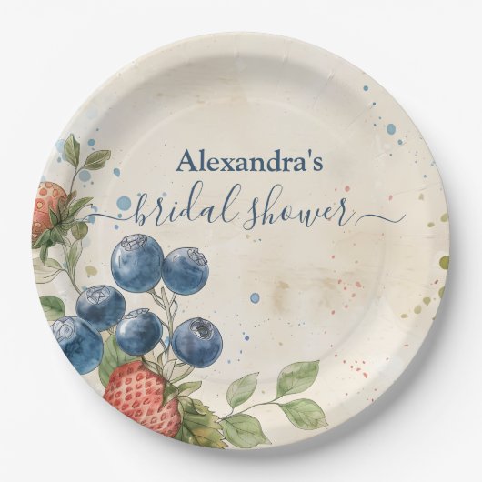 Boho Berry Sweet Strawberry Brautparty Pappteller (Vorderseite)
