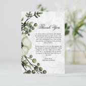Boho Berry Wreath Green Wedding Vielen Dank Begleitkarte (Stehend Vorderseite)