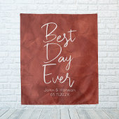 Boho Best Day Ever Background Wedding Wandteppich