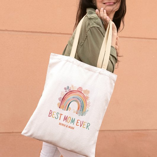 Boho Beste Mama je Wasserfarbe Regenbogen Tragetasche